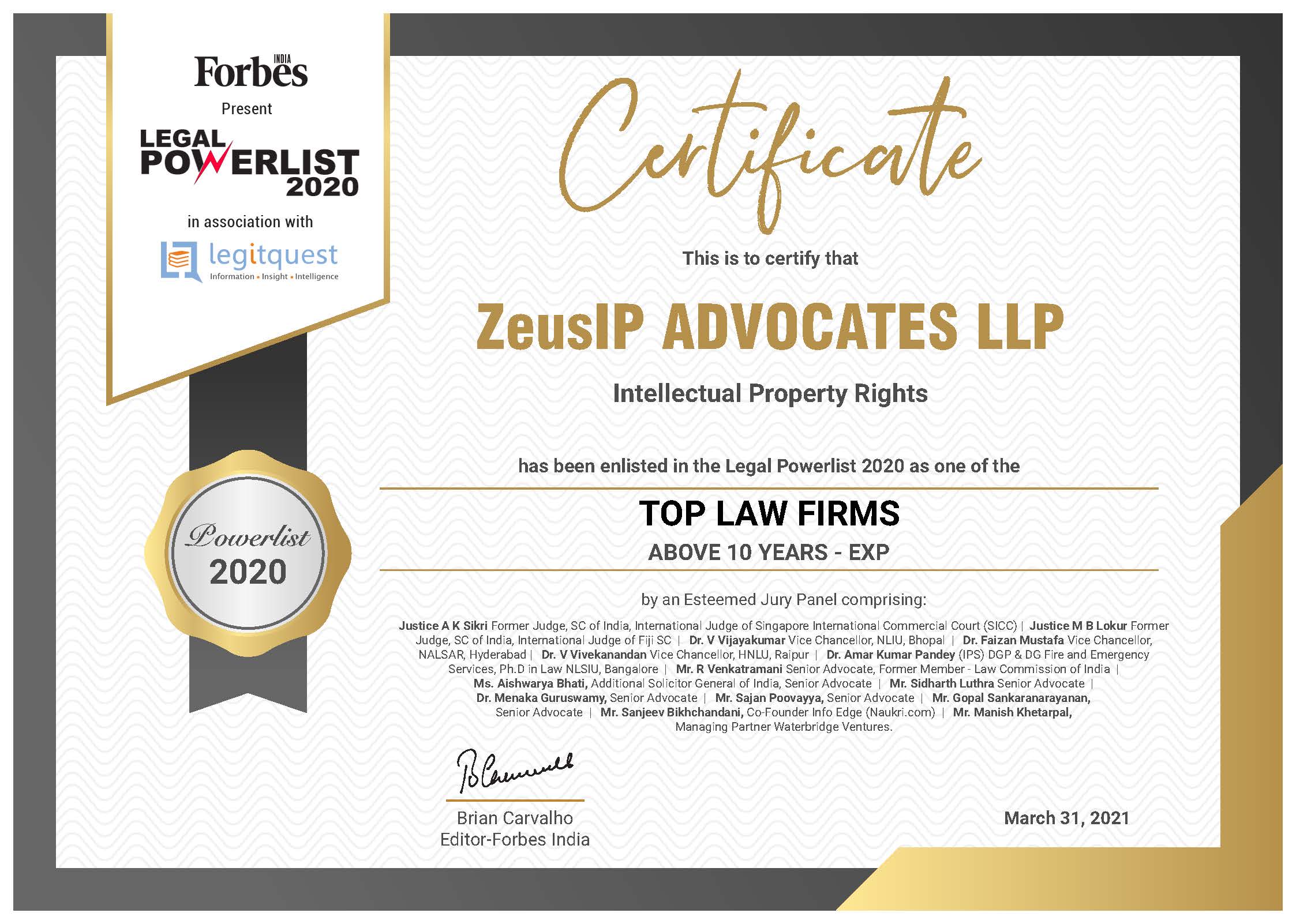 Top Law Firm 2020 Winner